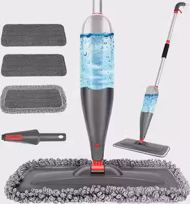 Mop Spray Com 800ml – Esfregão Com Spray De Microfibra Com 3 Refis Laváveis, Limpeza De Chão Seco E úmido, Ideal Para Cozinha, Piso Laminado, Azulejos E Madeira