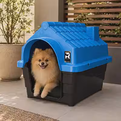 Casinha para Cachorro Azul MecPet N3 em Plástico – Abrigo Pet para Cães, Uso Interno e Externo