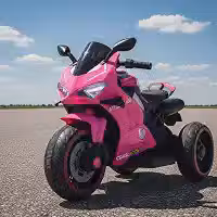 Moto Elétrica Infantil Super Moto Rosa com 3 Rodas com Som e Luz Frente e Ré