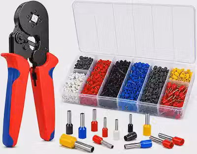 Alicate Crimpar Terminal Tubular Profissional Kit com 1200 Ilhós Ponteira Quadrada Crimpador para Conectores Elétricos Fio 0 25 Até 10mm Uso Automotivo e Residencial Premium