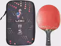 Raquete Tênis de Mesa Profissional Loki K5 Series 7 Folhas com Borrachas Rxton 3 + Rxton 1 ITTF 2.1mm Cabo FL + Capa Protetora Montada Pronta Ping Pong