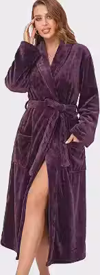 Roupão Feminino de Fleece Felpudo e Quente – Camisola de Dormir Longa em Fleece