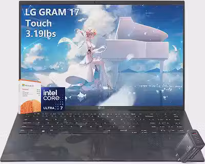 LG Laptop com tela sensível ao toque de 17 polegadas - Intel Ultra 7 Beat Ryzen 7 7735U - RAM de 32 GB - SSD PCIe de 2 TB - Windows 11 Pro - Teclado retroiluminado - ultrafino e leve - PC copiloto