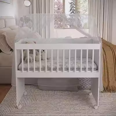 Mini Berço Infantil Com Rodinhas Colchão Impermeável Criança Certificado Inmetro (Branco)