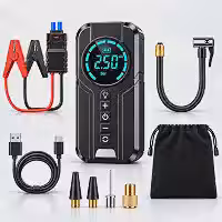 Compressor de Ar Portátil Multifuncional 4 em 1, Auxiliar de Partida