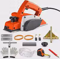 Plaina Elétrica Profissional 700W 127V, Plaina Manual para Madeira com Lâmina Dupla 82mm, Profundidade Ajustável 0–2mm, 12000 RPM, Guia Paralela e Saída para Coletor de Pó