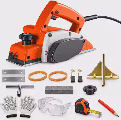 Plaina Elétrica Profissional 700W 220V, Plaina Manual para Madeira com Lâmina Dupla 82mm, Profundidade Ajustável 0–2mm, 12000 RPM, Guia Paralela e Saída para Coletor de Pó