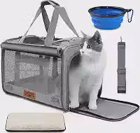 Caixa de Transporte para Gatos 46x30x30cm Dobrável com Alça e Almofada