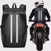 Mochila de motocicleta com bolsos laterais, mochila impermeável para capacete, refletiva de grande capacidade para homens e mulheres