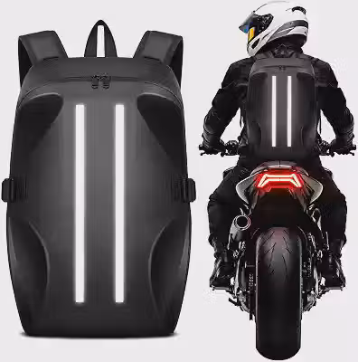 Mochila de motocicleta com bolsos laterais, mochila impermeável para capacete, refletiva de grande capacidade para homens e mulheres