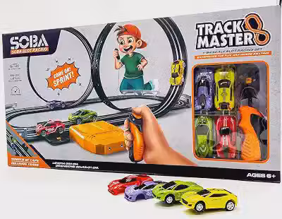 Pista de Autorama Elétrica Track Master 1:64 com Looping 360°, 4 Carrinhos + Controle Manual – Brinquedo Infantil Corrida Slot Racing 6+
