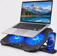 Suporte para Notebook com 2 Coolers USB – Base Refrigerada Ergonômica com 8 Níveis de Altura e Suporte para Celular Premium