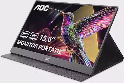 Monitor Portátil AOC 15.6' FHD IPS USB-C Capa Magnética Alto-falantes 16T20E2