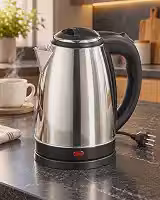 Chaleira Elétrica 1,8 Litros 220V 1200W em Aço Inox, Base Giratória 360°, Desligamento Automático, Proteção Contra Superaquecimento e Luz Indicadora
