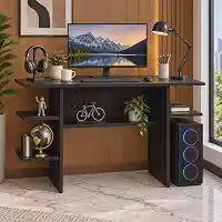 Mesa Gamer Nexus Station para PC com Prateleiras Laterais e Nicho, Escrivaninha para Setup Gamer e Home Office Preto