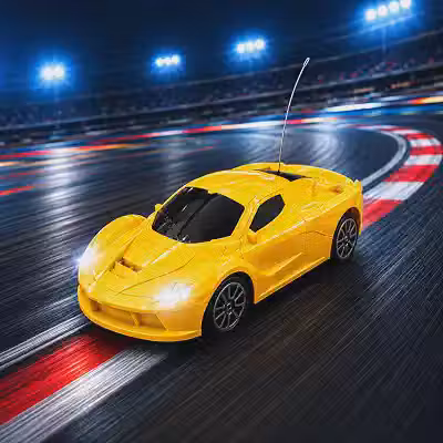 Carrinho Controle Remoto Infantil Sport 27 MHz Carro de Corrida Amarelo