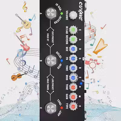 VEDO Pedal de Efeitos para Guitarra CUBE BABY Multifuncional Portátil com 9 Simulações de Amp 8 IR CAB Bluetooth Gravação em Celular Bateria Integrada Tuner e Modos PRESET/LIVE/EDIT para Músicos