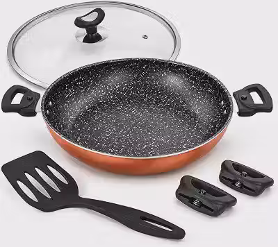 Panela Work Antiaderente Paellera Frigideira Grande 3,5 Litros tampa de vidro