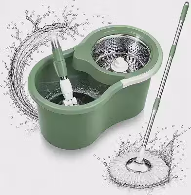 Mop Giratório 360° com Balde 8L e Cabo Inox Ajustável (Verde)