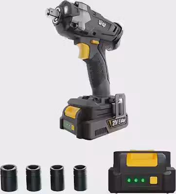 WAP Chave de Impacto à Bateria 1/2' 21V K21 CH01, com 4 Soquetes de Encaixe Quadrado, 350Nm 21VDC