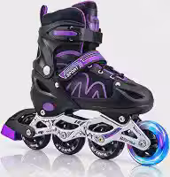 Patins Roller Inline Ajustável Infantil Juvenil, 4 Rodas em Linha, Bota Reforçada com Travas, Patins para Crianças, Meninos e Meninas Iniciante, Roda frontal com Luz de LED