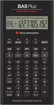 TEXAS INSTRUMENTS Calculadora ficeira profissional BA II Plus, Prata, 9.8 Inch, IIBAPRO/TBL/1L1