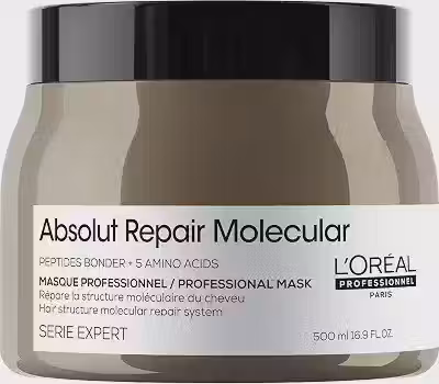 L'Oréal Professionnel Máscara Absolut Repair Molecular, Repara os Danos & Recupera a Força, Maciez & Desembaraço, Para cabelos danificados e muito danificados