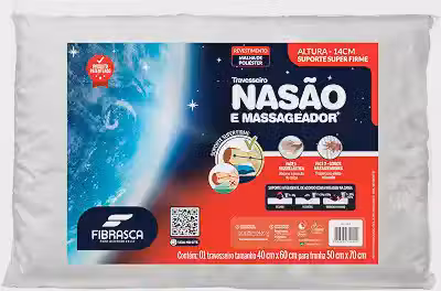 Travesseiro Nasa Alto - Nasão - Ideal P/fronhas 50x70cm - Fibrasca, Branco