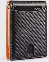 Carteira Slim Masculina RFID Fibra de Carbono Porta Cartões Minimalista Ultrafina com Clip Metálico