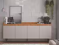 Buffet Retrô 4 Portas 180 Cm Edi Yescasa Freijó/Fumê