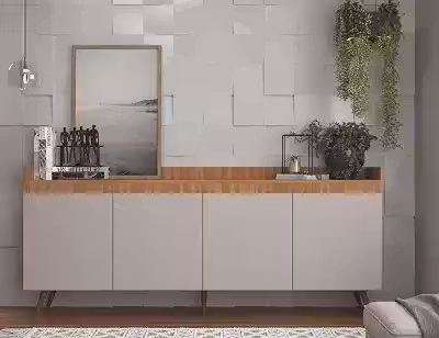 Buffet Retrô 4 Portas 180 Cm Edi Yescasa Freijó/Fumê