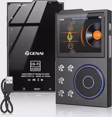 MP3 Player Bluetooth Portatil, HiFi Music Player, MP3 Mp4 Player, Music Player com Audio Digital de Alta Definição TFT sem Perdas, Suporta Cartões de Memória de até 256 GB, Preto
