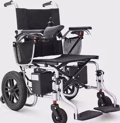Cadeira de Rodas Elétrica Dobrável W208E, Estrutura em Aço, Controle Joystick, Cor Preto