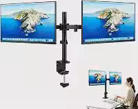Suporte Braço Duplo Monitor Articulado 13-32' Carga 8kg por Braço em Aço Laminado a Frio, Suporte Articulado VESA 75x75/100x100mm, Rotação 360°, Ideal para Home Office e Setup Game