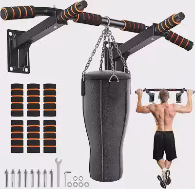 Barra Fixa de Parede Multifuncional para Pull-up/Chin Up/Dip - Musculação Em Casa, Ajustável com Encosto e Instalação de Broca