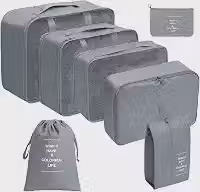 Organizador Viagem Kit 7 Peças - Necessaire Bagagem Compacto Prático CINZA