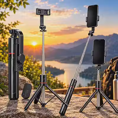 Tripé para Celular 1,70m com Altura Ajustável, 3 em 1 Bastão de Selfie, Remoto Bluetooth, Rotação 360°, Suporte Universal para iPhone e Android, Ideal para Fotos, Vídeos, Lives e Reuniões