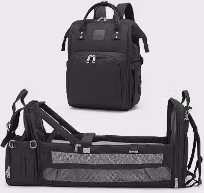 Bolsa Maternidade Multifuncional com Berco Portatil Mochila Resistente para Mamae e Bebe