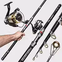 KIT DE PESCA PRAIA COSTAO ALTO MAR MOLINETE 5000 13 ROLAMENTOS VARA 2.7M 10-30LB - EM CARBONO - REFORCADA ALTO PADRAO - PESQUEIRO, PEIXES ATE 13.6KG