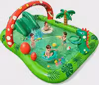 Piscina Inflável Infantil de Dinossauro com Tobogã Reforçado, Arco Aspersor e Jogo de Arremesso - Piscina Infantil Bebe e Piscina Bebe, Ideal para Presentes e Festas de Verão (A partir de 3 anos)