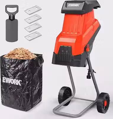 EWORK Triturador elétrico de madeira de 15 Amp, diâmetro de corte máximo de