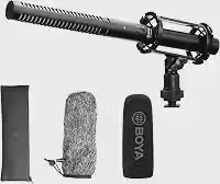 BOYA Microfone XLR, microfone espingarda BY-BM6060 com microfone de para-brisa de montagem em choque para câmera DSLR externa, condensador externo, microfones profissionais para entrevista