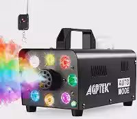 Máquina de neblina, AGPTEK 500W portátil de fumaça com luzes (vermelho, azul, verde) e controle remoto sem fio para Halloween, Natal, casamento, festas, DJ e apresentação de palco