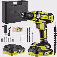 DESOON Parafusadeira Furadeira De Impacto Sem Fio 20v Profissional 2 Baterias 42N.m e Pinça de 3/8' Com LED,Maleta,broca, Eixo Flexível