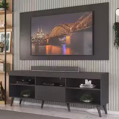 Rack com Painel Tv 65' Retrô Flórida Up Multimóveis Mp1042 Preto