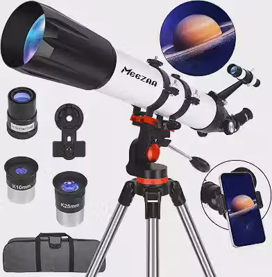 MEEZAA Telescópio, telescópio para adultos profissionais de alta potência, abertura de 90 mm, telescópios refratores de 800 mm para iniciantes em astronomia, totalmente multirevestidos com tripé de