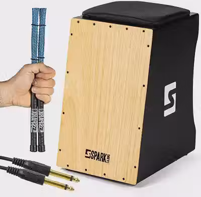 Cajon Profissional + Cabo P10 + Par de Vassourinha SPARK