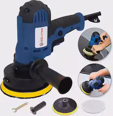 HOLTTER Politriz Lixadeira Rotativa Multifunções Automotiva Polidor Profissional Com Velocidade Variável 5 Polegadas 600W 4500 RPM Mandril125mm Polir Lixar Carro Azulejo Madeira Com Acessórios (110)