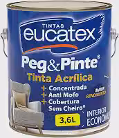 Tinta Acrílica Anti Mofo Para Parede Interna 3,6L Eucatex Peg Pinte Branco Neve Alta Cobertura - Cores Acabamento Fosco