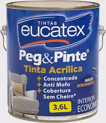 Tinta Acrílica Anti Mofo Para Parede Interna 3,6L Eucatex Peg Pinte Branco Neve Alta Cobertura - Cores Acabamento Fosco